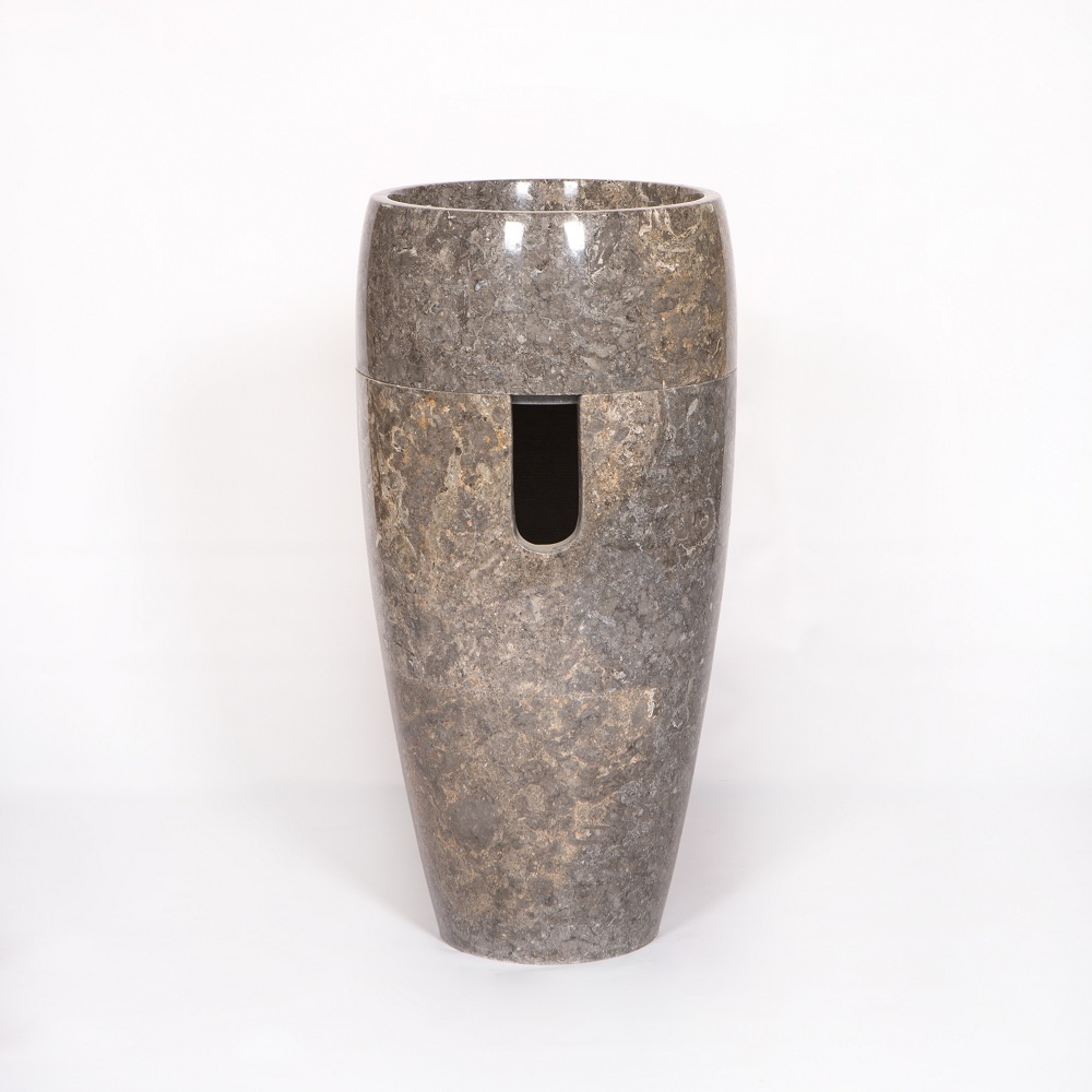 Раковина напольная из мрамора Round Midle Big Grey MN-01708 (45*45*90 см)