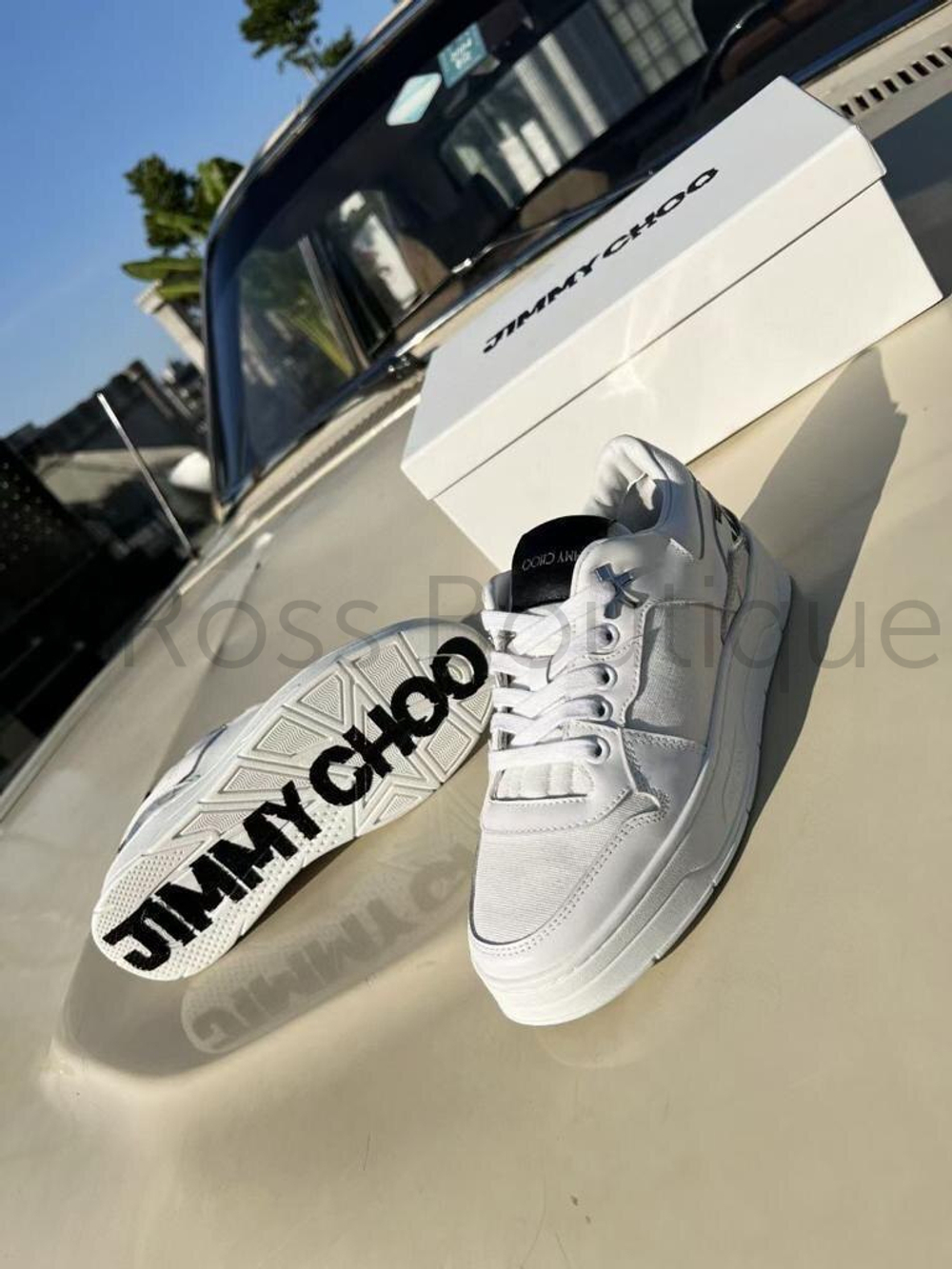 Женские белые кроссовки Jimmy Choo (Джимми Чу) люкс класса