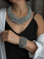 Браслет из венецианского стекла на кожаной застежке, цвет серебро