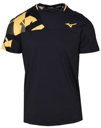 Мужская теннисная футболка Mizuno Daybreakers Shadow - black/vibrant yellow