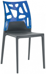 Стул пластиковый Papatya Ego-Rock, антрацит, синий