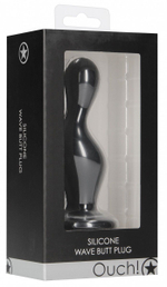 Черная анальная пробка Wave Butt Plug - 11,3 см. (Цвет: черный)