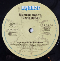 Винтажная виниловая пластинка LP Manfred Mann Earth Band Nightingales and Bombers (Germany 1977) Spirits In The Night
