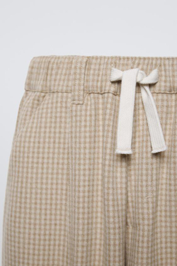 ZARA БРЮКИ В КЛЕТКУ С ЗАЩИПАМИ, БЕЖЕВЫЙ