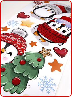 Новогодние наклейки стикеры на подарки, окна, декор для дома