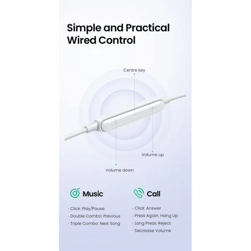 Наушники проводные UGREEN EP101 (60700) Wired Earphones with Type-C Connector. Цвет: белый