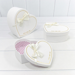 Коробка 22.2х19.5х9 см Набор 3 шт "Сердце" Just For You с бантом (Белый)