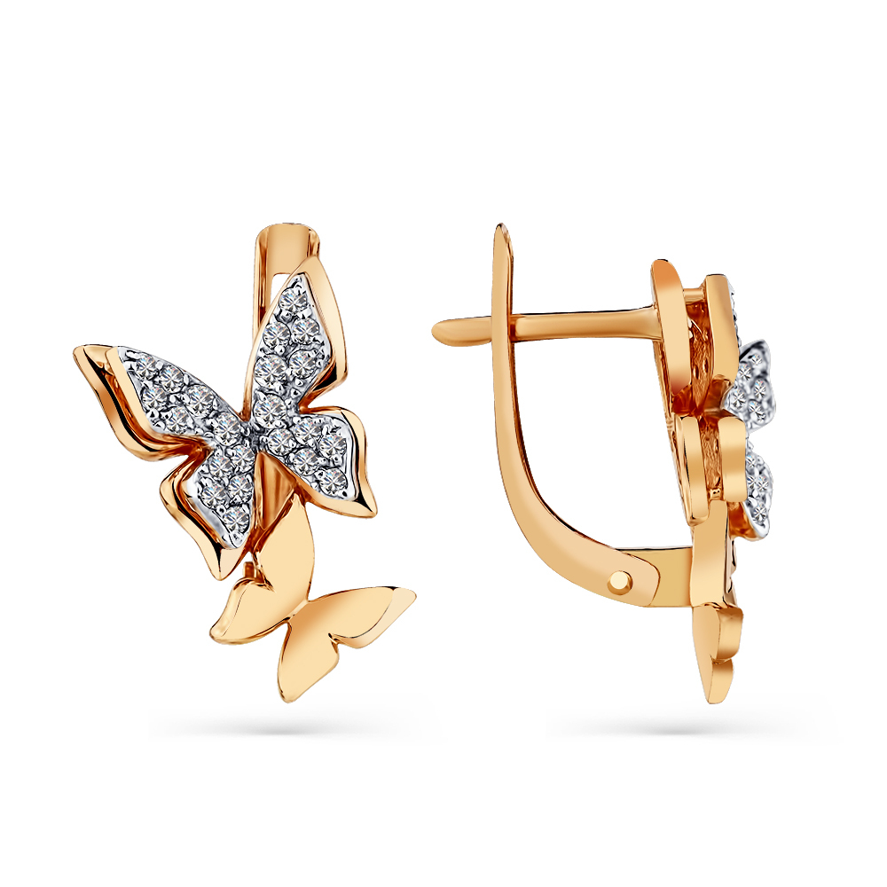 Серьги из золота 585 пробы с Фианит