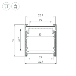 Профиль LINE-3535-BENT-SIDE-2000 ANOD (Arlight, Алюминий) 055738