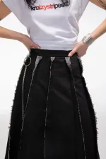 Юбка Kraizy Stripes Макси из джинсы черная