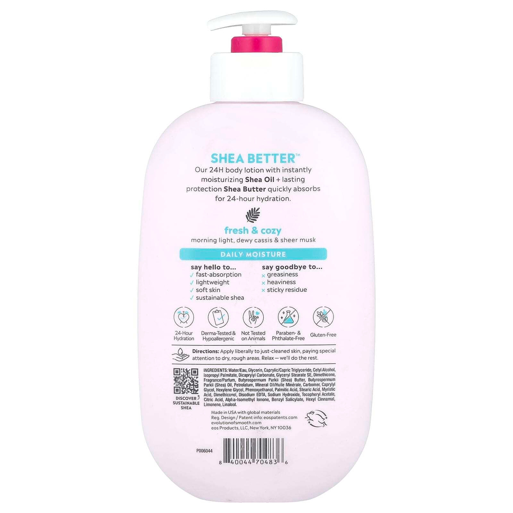EOS, Увлажняющий лосьон для тела Shea Better ™ 24 часа, свежий и уютный, 473 мл (16 жидк. Унций)
