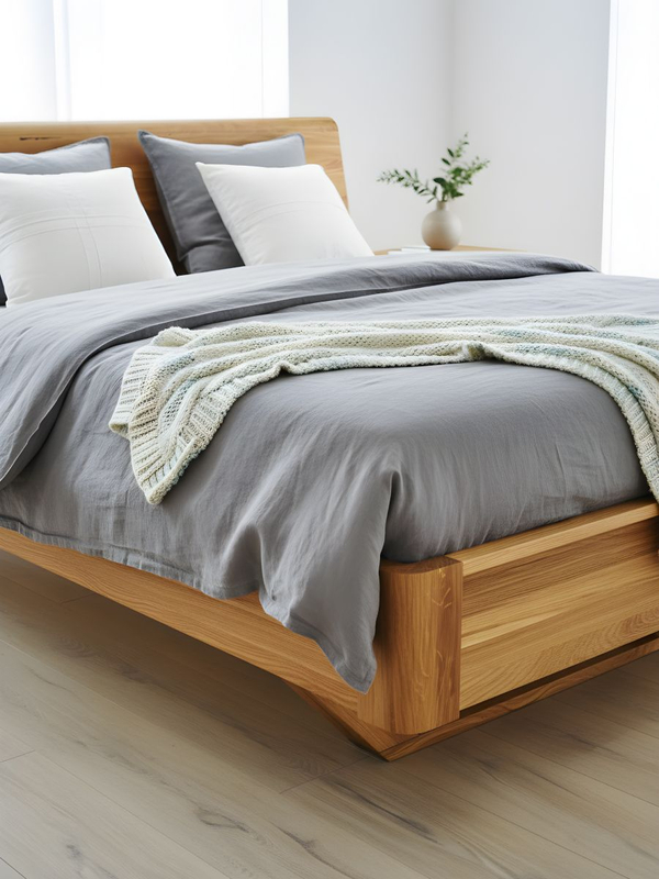 Кровать 160х200, Калантея двуспальная кровать из дерева, парящая, массив дуба, Dipriz