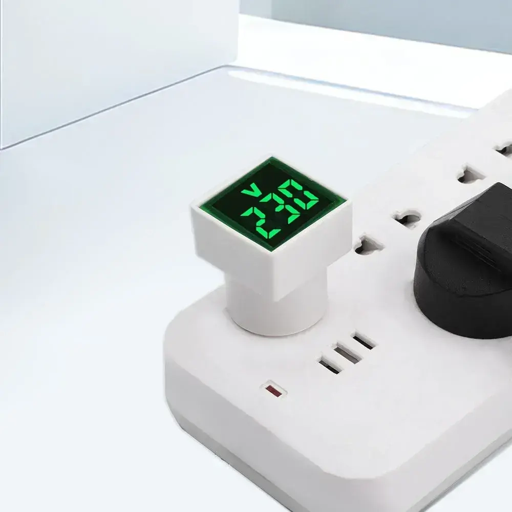 AC 220V 30mm квадратный европейский стандартный штекер LED цифровой дисплей AC вольтметр индикатор свет диапазон измерения 500V зеленый