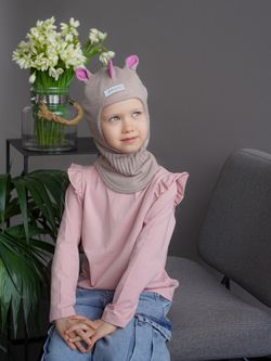 Шлем весенний/осенний вязаный (Розовый беж) UNIC