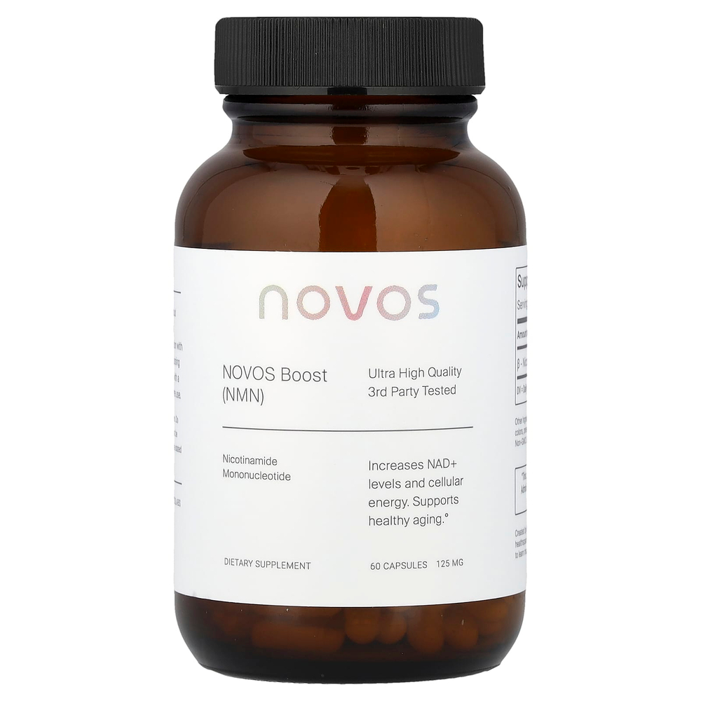 NOVOS, Novos Boost (NMN), 60 капсул (125 мг в 1 капсуле)