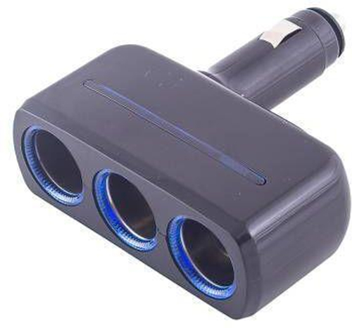 Прикуриватель 3 гнезда предохранитель 10 А черный Skyway