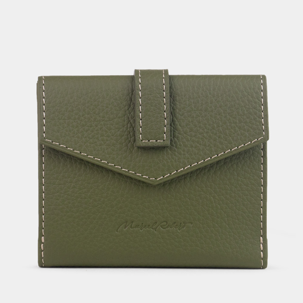 Кожаный кошелек, теленок зеленого цвета