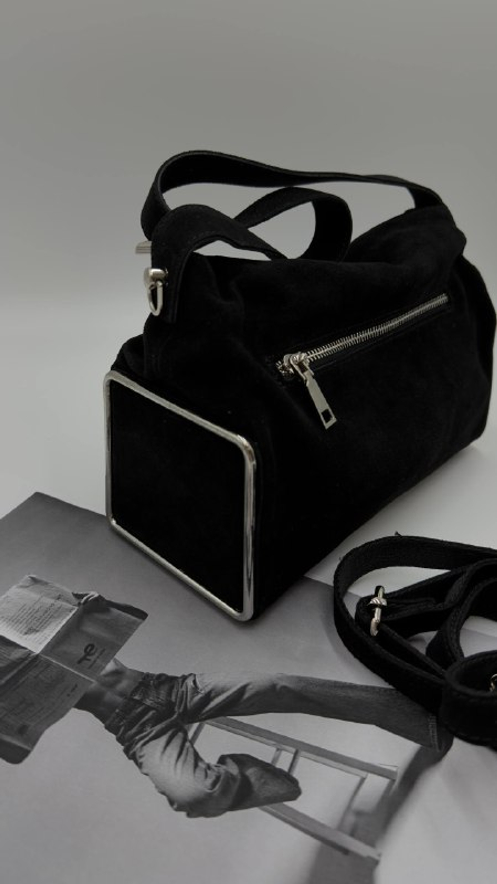 Сумка женская натуральная замша артикул 083-5 цвет "чёрный"