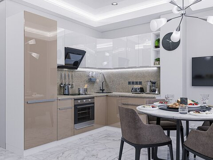 Угловая модульная кухня Фьюжн-04 Gallant/Angel - Белый 2140*2500/1800*600