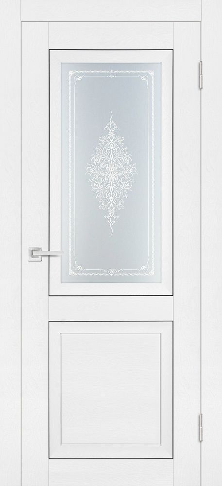 Дверь PST-27 / Цвет белый ясень / Сатинат закаленное Кристалайз / Двери PROFILO PORTE