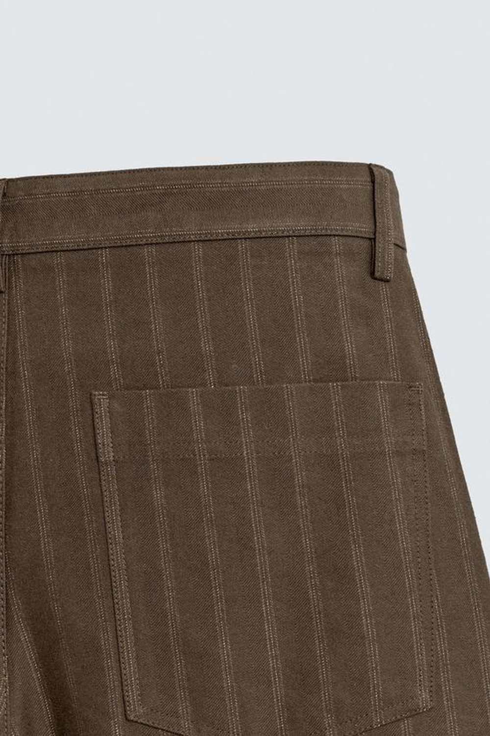 ZARA БРЮКИ BALLON FIT ИЗ ЖАККАРДА В ПОЛОСКУ, КОРИЧНЕВЫЙ