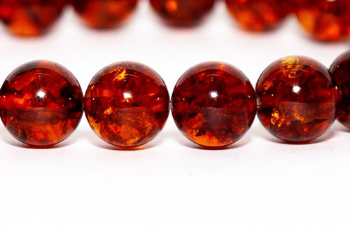 Браслет из янтаря мужской/женский, диаметр 8 мм