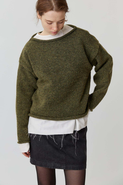 Рыбацкий свитер из шерсти цвета хаки