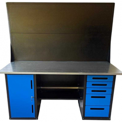 Верстак GWT-V1800B5 Great Wolf - двухтумбовый, 5 ящиков, тумба с дверью, два экрана, синий 1800x700мм