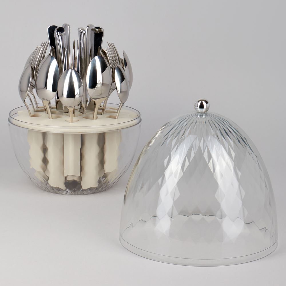 НАБОР СТОЛОВЫХ ПРИБОРОВ НА ВРАЩАЮЩЕЙСЯ ПОДСТАВКЕ, 24ПР., СТАЛЬ 18/10