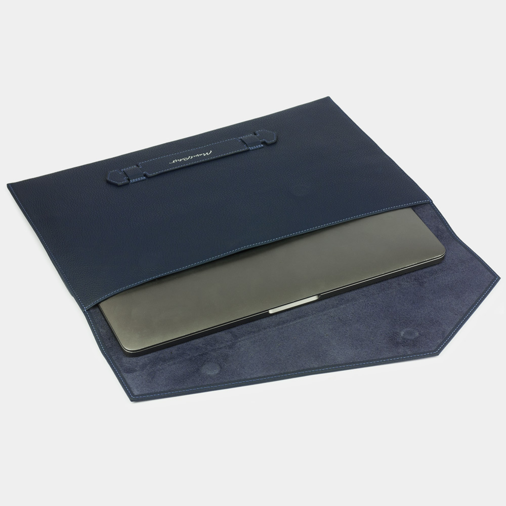 Чехол для докуметов и техники Maccase 17' из кожи теленка, синего цвета