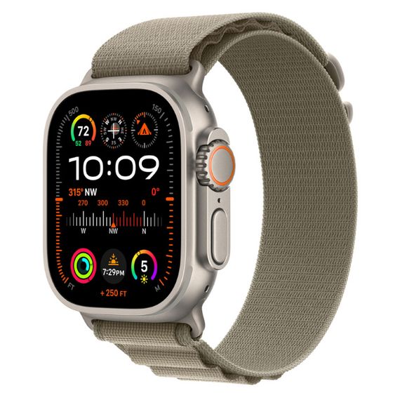 Часы Apple Watch Ultra 2 GPS + Cellular 49 мм, титановый корпус, ремешок Alpine Оливкового цвета,размер L