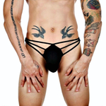 Черные сексуальные трусы-стринги на тонких бретелях (Размер: XXL) (Цвет: черный)
