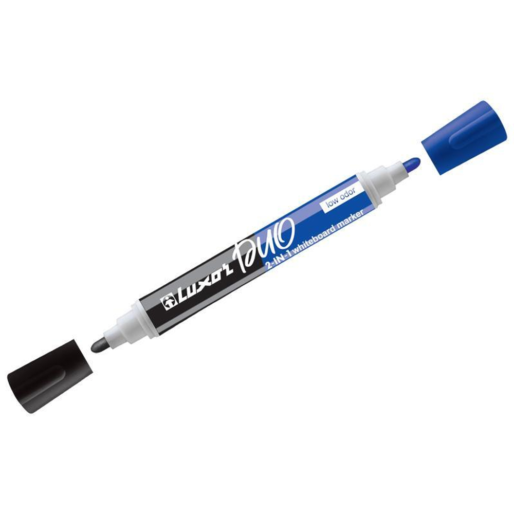 Маркер для белых досок двухсторонний черный/синий "Duorite" (Luxor)