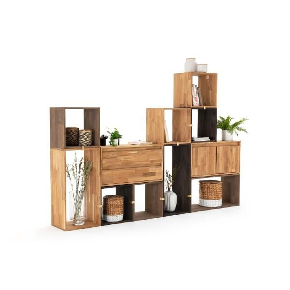 Полка настенная,70х28х35, Эдгар, полка настольная и напольная, для ванной и спальни, стеллаж модульный, черный дуб, La Redoute