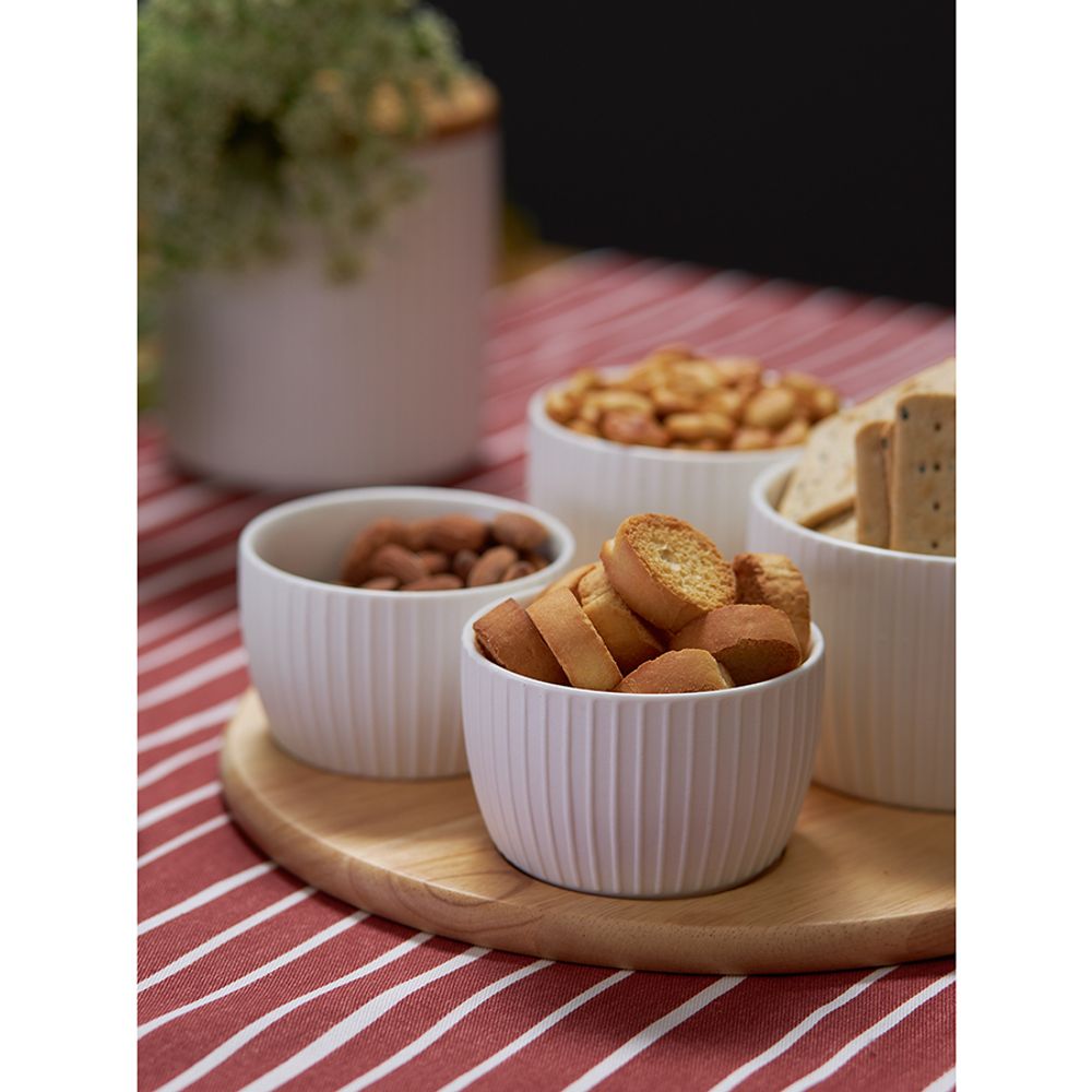 Менажница Soft Ripples, Dual Glazing, на деревянной подставке, 4 чаши