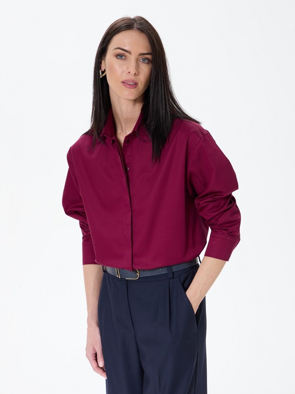 Рубашка Хельсинки бордовый хлопок