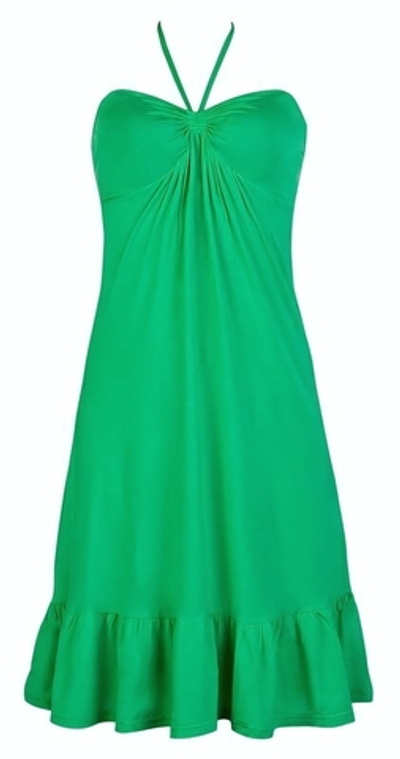 Легкое короткое пляжное платье с воланами (Размер: S) (Цвет: зеленый)
