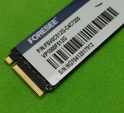 Жесткий диск SSD PCIe Gen4
M.2 2280 (512GB) FORESEE (VP1000F512G) (FSV0C512G-C4C7200) (Version A2) (ORIG-SP)
