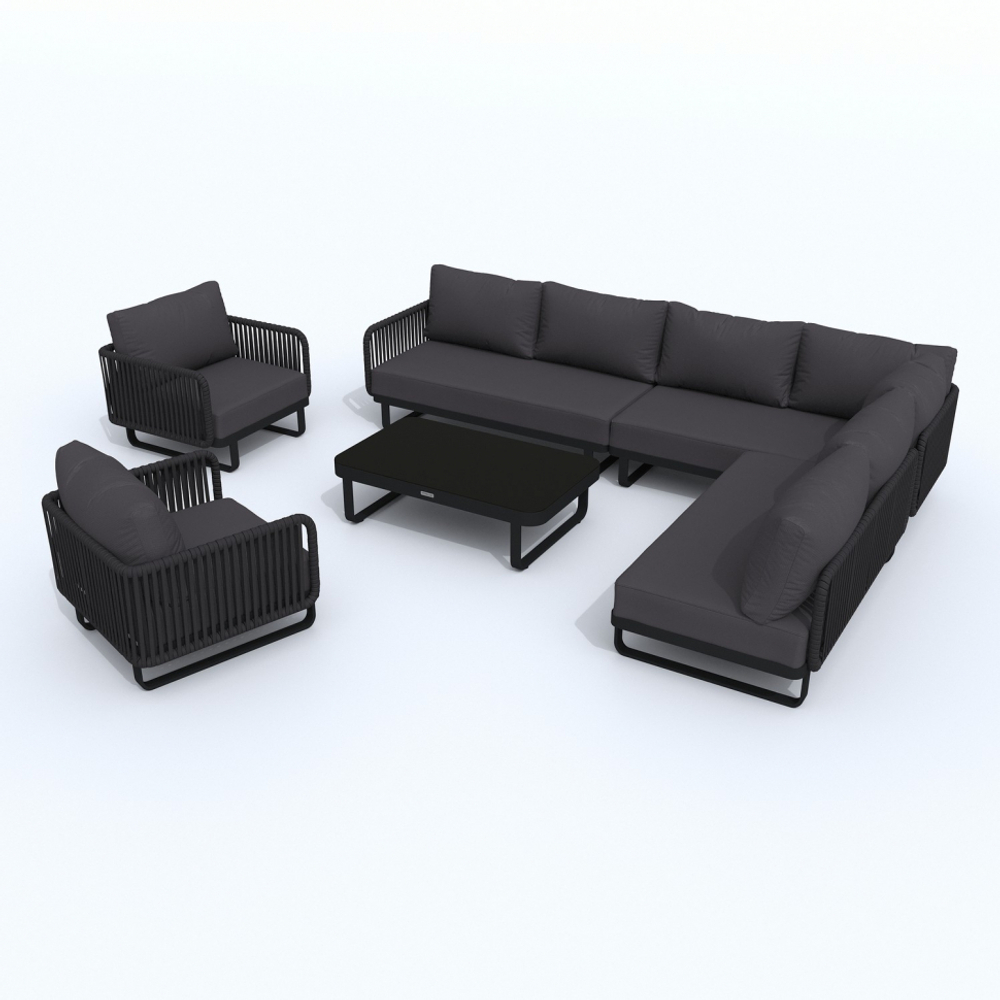 Лаунж зона угловая Ideal Patio БЕЛЛИСА модульная антрацит - каркас карбон