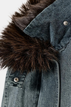 ZARA ДЖИНСОВАЯ КУРТКА-БОМБЕР — ZW COLLECTION, СИНИЙ