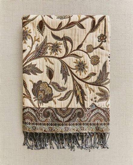 Zara Home - Жаккардовый цветочный плед, зеленый, 140x190 см