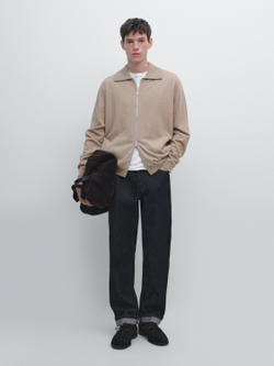 Massimo Dutti Кардиган на молнии, песочный