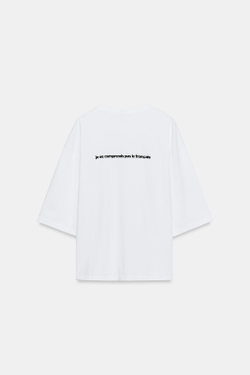 ZARA ФУТБОЛКА С НАДПИСЬЮ, ЖЕЛТОВАТО-БЕЛЫЙ