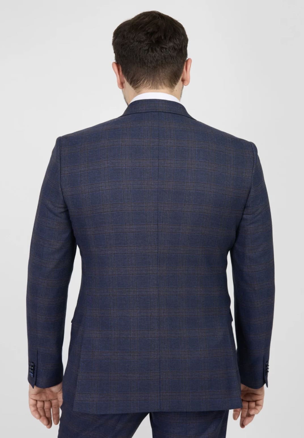 Мужской двубортный костюм (синий) В93
