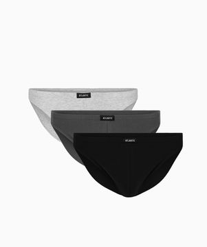 Мужские трусы (3шт) слипы мини Atlantic 3BMP-230, черные + серый меланж + графит