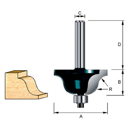 Фреза кромочная фасонная(S-образная 34,9х32х16,6х8 мм; R=6,35 мм D-11558