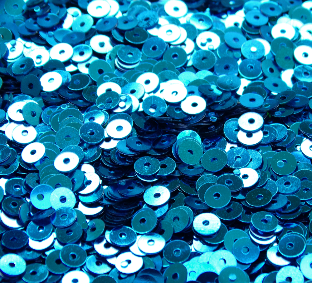 ПЛ015НН6 Пайетки круглые плоские, цвет: ярко-голубой металлик, 6 мм, 10 грамм