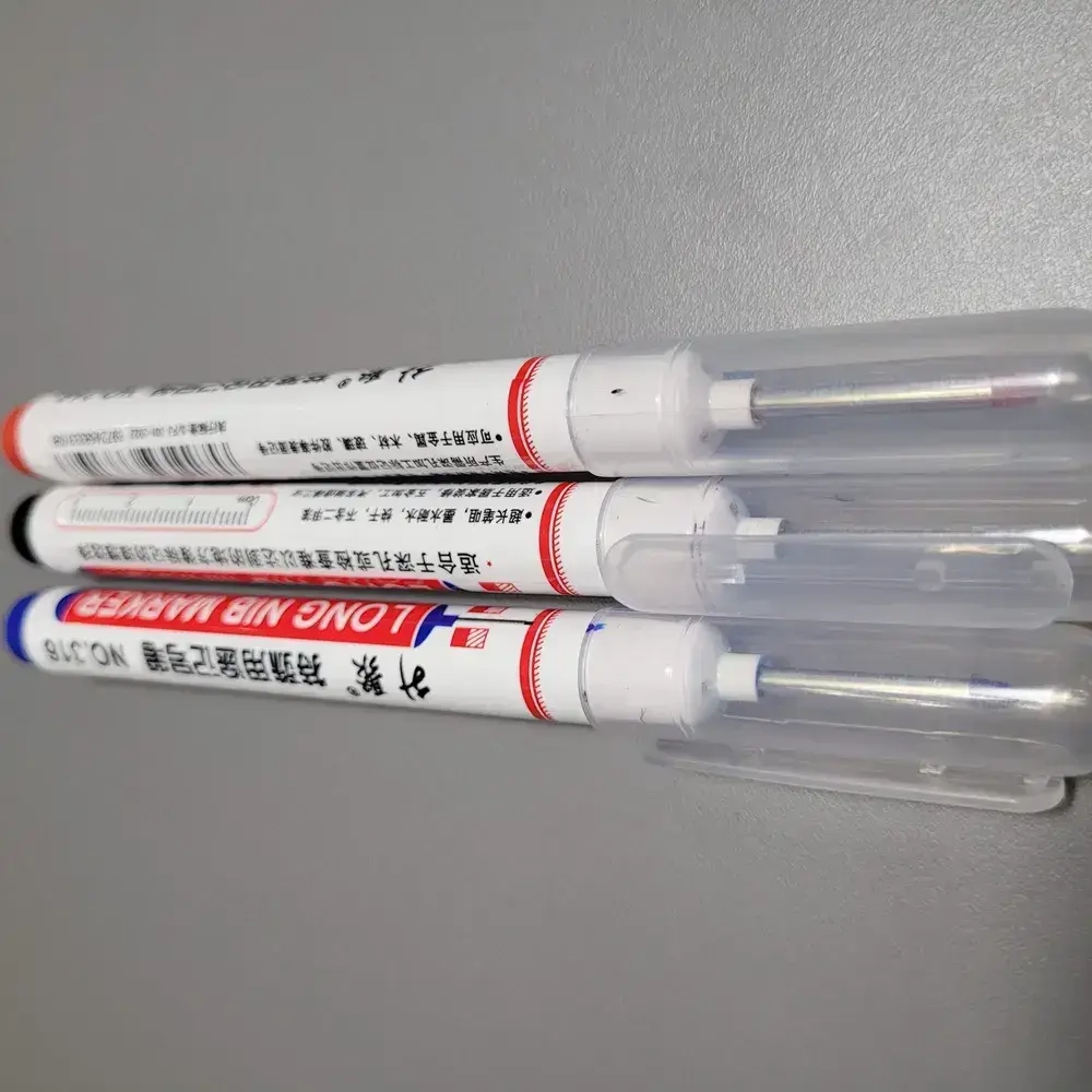 Набор маркеров перманентных с тонким стержнем QBuy, строительный маркер с длинным наконечником, для разметки. черный, синий, красный. 3шт.