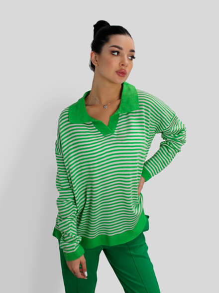 Свитшот Mintas 22140 в полоску с воротником поло