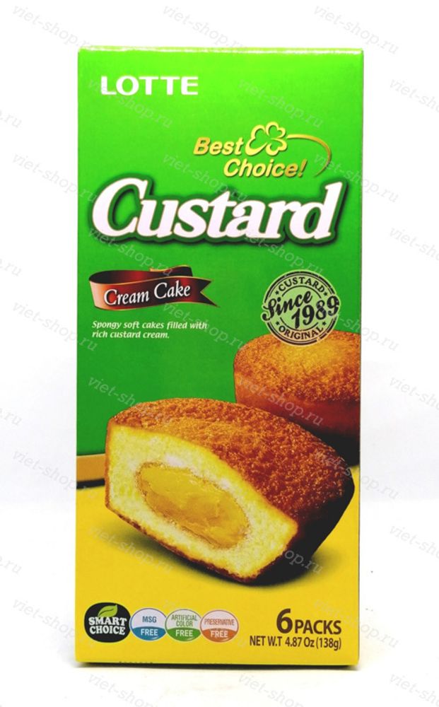 Кекс с заварным кремом Custard Lotte, 138 гр.